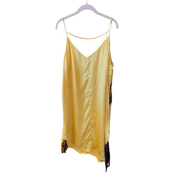 ASOS Yellow Asymmetrical Slip Dress with Spaghetti Straps and Lace Detail - Picture 2 of 5